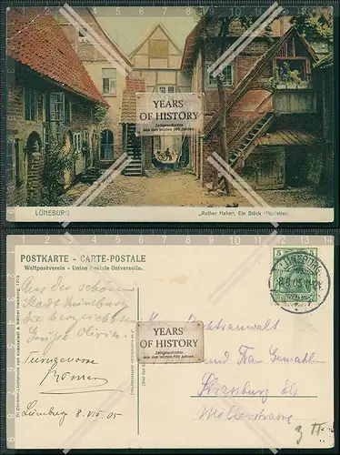 Künstler AK  Lüneburg roter Hahn 1905 gelaufen Knick oben links