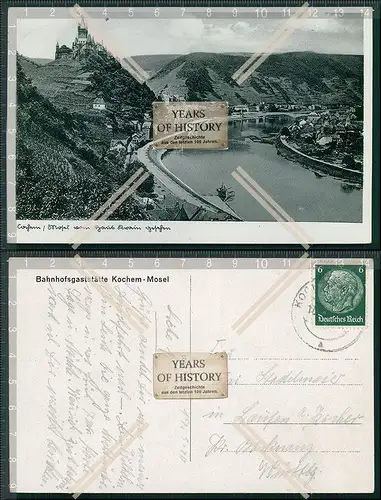 AK Cochem Mosel 1936 gelaufen Panorama mit Brücke