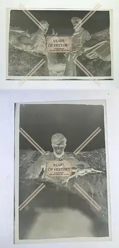 Original Negativ 9x6 cm 2x Soldaten mit MG Laufgraben an der Front