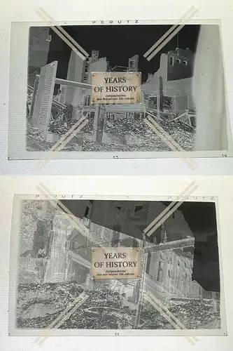 Original Negativ 9x6 cm 2x Wuppertal Barmen zerstört 1943-44 Luftangriff 
