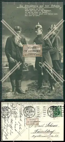 Orig. AK Soldat mit Pickelhaube Säbel Verhör Notiz 1912 Metz gelaufen zu Stra