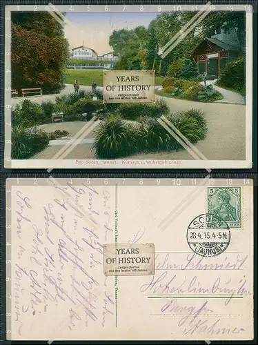 AK Bad Soden Taunus Kurhaus und Wilhelmsbrunnen 1915 gelaufen