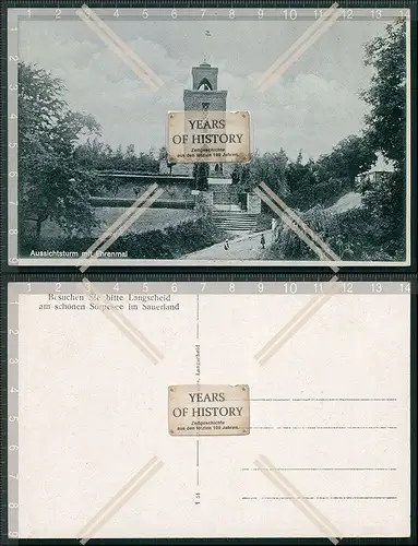 AK Langscheid Sorpesee Aussichtsturm mit Krieger Ehrenmal Sauerland 