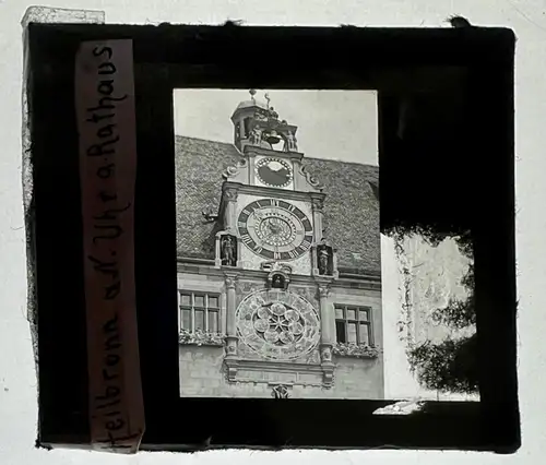 Dia 1936 Heilbronn Neckar Rathaus mit Turmuhr 5x5 Landesbildstelle Württemberg