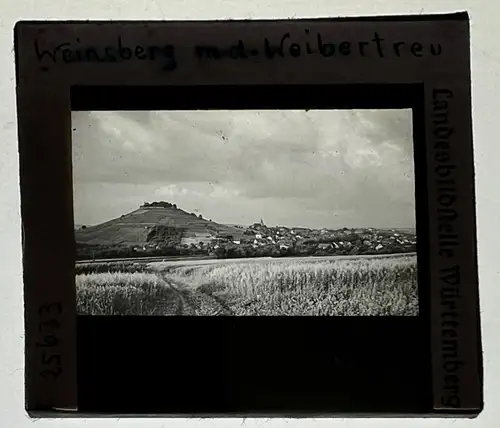Dia 1936 Weinsberg mit Burg Weibertreu  5 x 5 cm Landesbildstelle Württemberg
