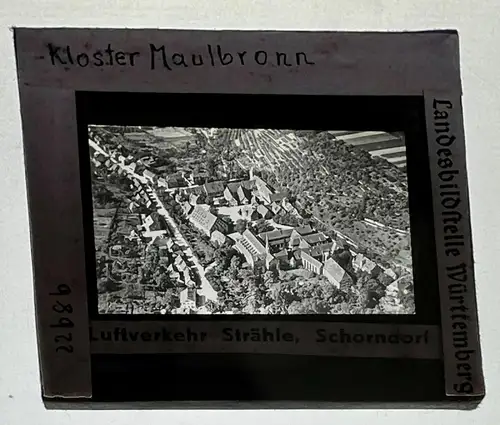 Dia 1936 Kloster Maulbronn Luftbild Fliegeaufnahme 5 x 5 cm Landesbildstelle BW