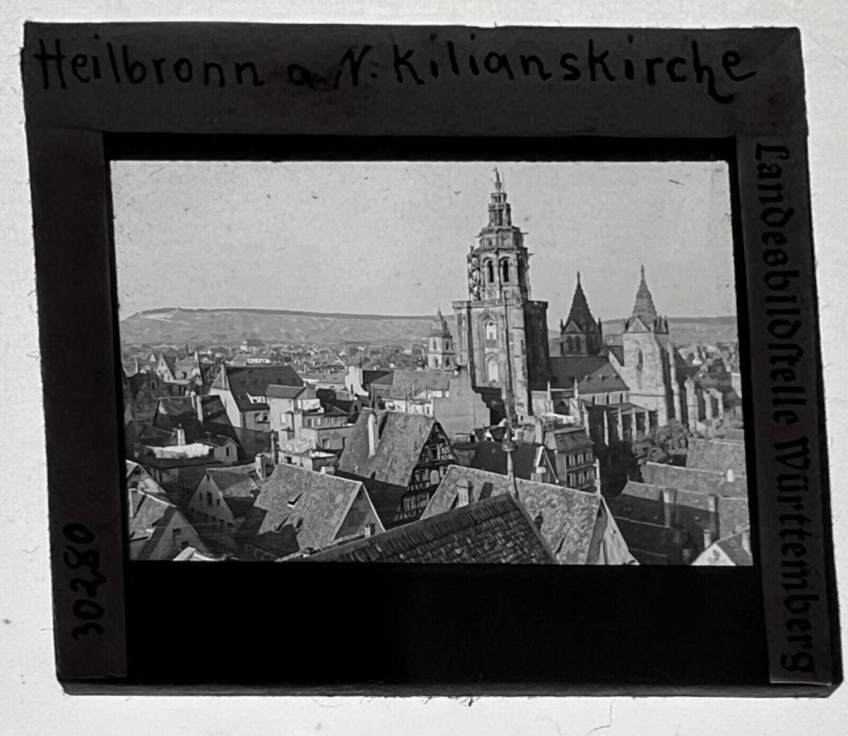 Dia 1936 Heilbronn Neckar Kilianskirche Häuser Luftbild 5x5cm ...