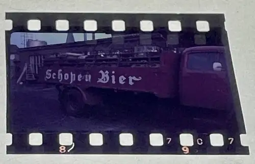 2x Farbdia 1957 Fahrzeug der Brauerei Schopen Bedburg Kirchherten Firmengelände