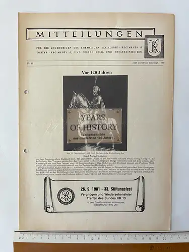 Mitteilungsblatt Heft Kavallerie-Reiter-Regiment 13 Lüneburg Hannover Preußen