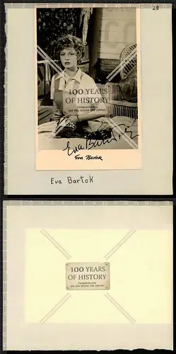 Autogrammkarte Eva Bartok orig. Unterschrift Karte aufgeklebt auf Seite aus Auto