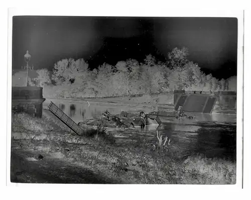 2x Original Negativ Brücke zerstört Wideraufbau Frankreich 1940