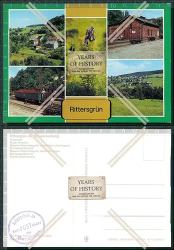 AK Dampflokomotive Rittersgrün Bahnhof Kr. Schwarzenberg TeilansichtBlauer Eis