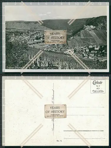 Foto AK Traben Trarbach an der Mosel Ortsansicht vom Berg mit Brücke