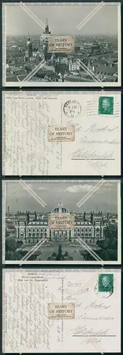 Foto AK 2x Berlin 1930 gelaufen Reichstagsgebäude Siegessäule Rathausturm Dom