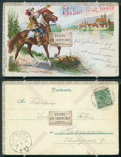 AK Litho Trompeter auf Pferd 1899 gelaufen behüt dich Gott