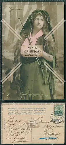 AK Künstler Preciosa Junge Dame Geige Violine Geigenbogen 1909 gelaufen 