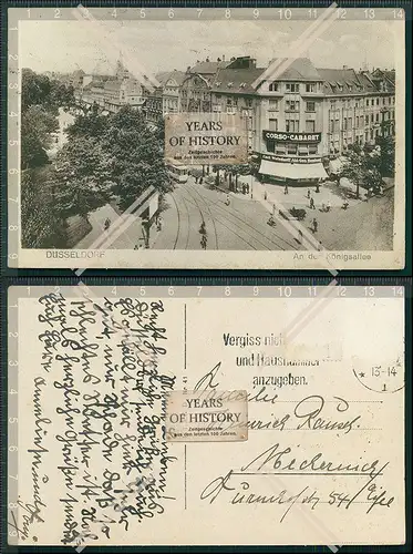 AK Düsseldorf an der Königsallee Straßenbahn uvm. 1913 gelaufen