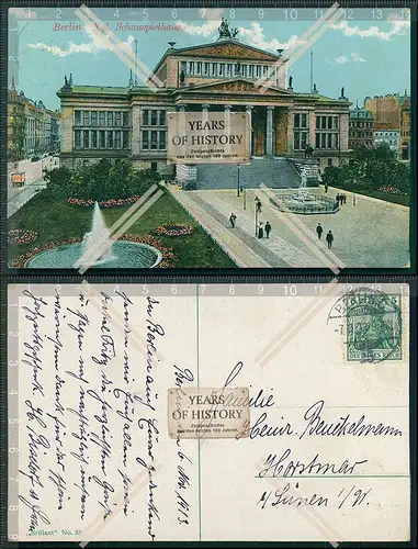 AK Berlin Platz vor dem königlichen Schauspielhaus 1913 gelaufen