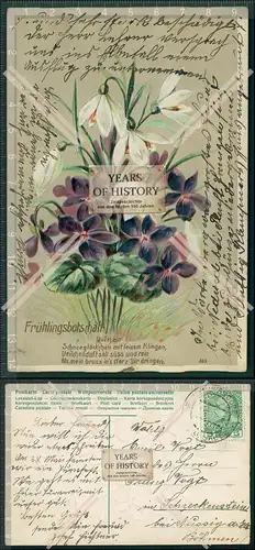 AK Präge Litho Blumen 1911 gelaufen Böhmen