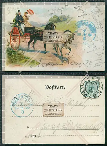 AK Litho Kutsche mit Pferde feine Dame und Herr 1900 gelaufen