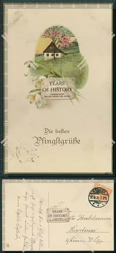 AK Litho Pfingstgrüße Pfingsten 1913 gelaufen