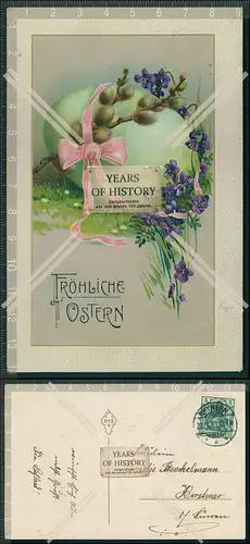 AK Präge Litho Ostern Ei Blumen 1911 gel.