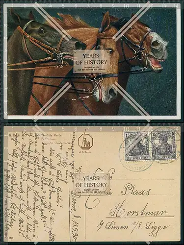 AK Litho A. Koch Edle Pferde Rennpferde 1920 gel.