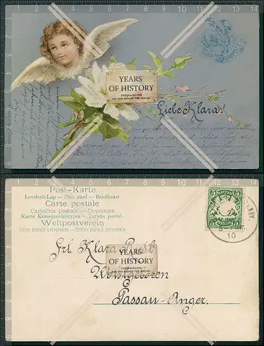 AK Litho Silber Mädchen Engel Blumen 1910 gelaufen