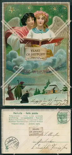 AK Litho Weihnachten Mädchen Engel Winter 1904 gelaufen