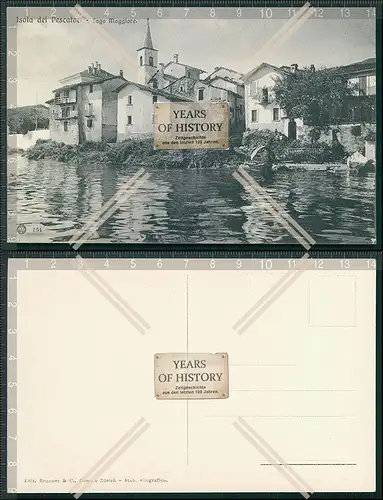 AK Isola dei Pescatori, Lago Maggiore, Häuser und Kirche Seeufer 1909