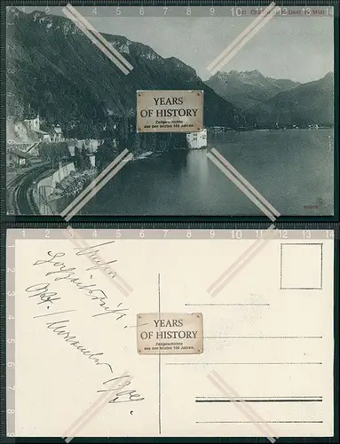 AK Schweiz Chateau de Chillon et Dents du Midi 1909 Montreux am Ufer des Genfer