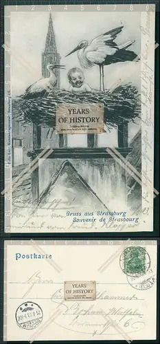 AK Gruß Straßburg Souvenir de Strasbourg Kind Baby im Storchennest 1903 gel.