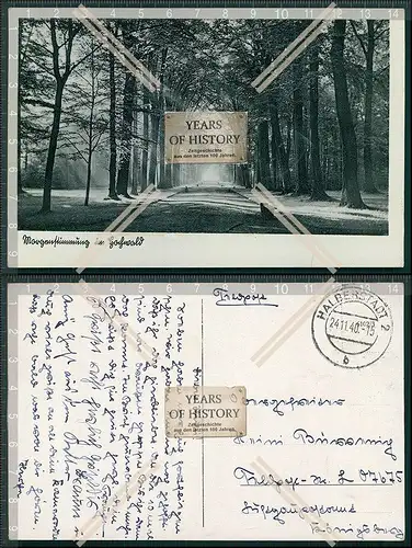 AK Morgenstimmung im Wald Halberstadt 1940 Feldpost gelaufen Feldpostnummer 076