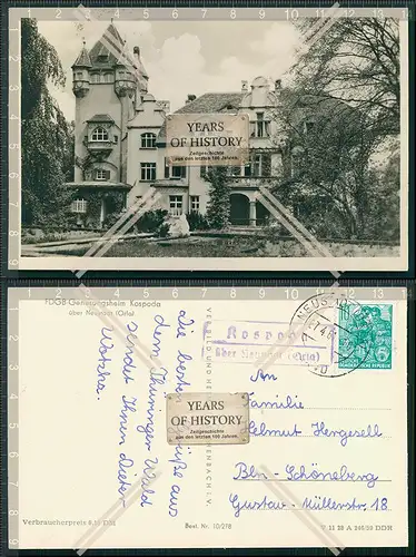 Foto AK Kospoda über Neustadt Orla Landpoststempel DDR Genesungsheim Karte gel