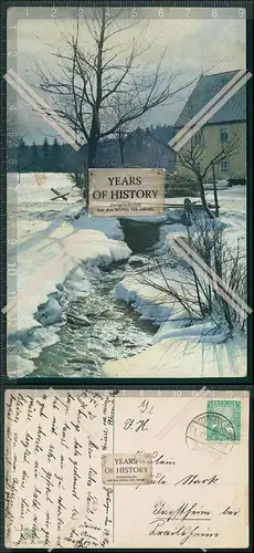 AK Poststempel Ditzingen Baden-Württemberg Fluss Winterlandschaft 1925 gel.