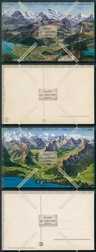 AK 2x Alpen und Städte Landkarte Panorama Schweiz 1920 er 