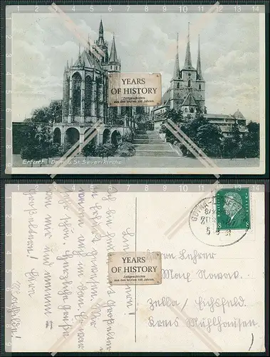 AK Erfurt Dom und Sankt Severikirche 1931 Bahnpost gelaufen