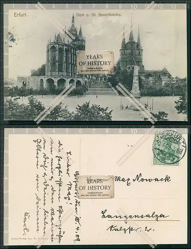 AK Erfurt Dom und Sankt Severikirche 1909 gelaufen