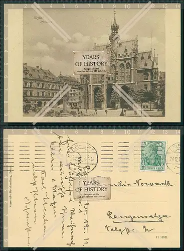 AK Erfurt Rathaus 1911 gelaufen