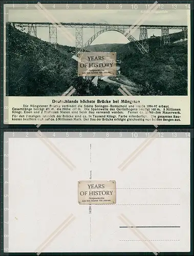 AK Solingen Remscheid Deutschlands höchste Brücke bei Müngsten im bergischen