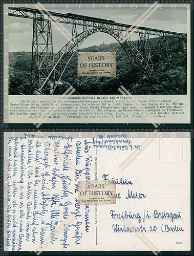 AK Solingen Remscheid Deutschlands höchste Brücke bei Müngsten im bergischen