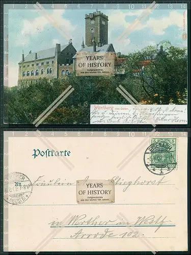 AK Wartburg von Osten in Thüringen gelaufen 1902 gelaufen