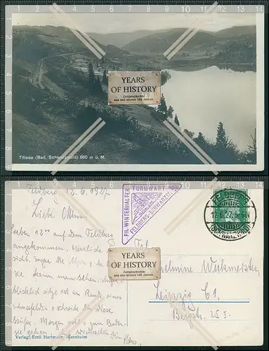 Foto AK Titisee im Schwarzwald mit Sonderstempel Turmwart Feldberg 1927 gelaufe