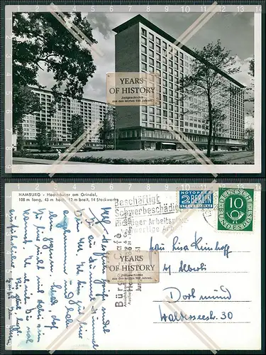 Foto AK Hamburg Hochhäuser am Grindel Karte gelaufen