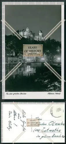 Foto AK Altena Westfalen große Brücke bei Nacht alles beleuchtet 1940 gelaufe