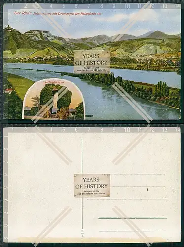 AK der Rhein Siebengebirge mit Drachenfels von Rolandseck aus 1910