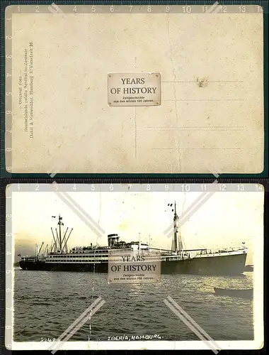 Foto AK Schiff Iberia Hamburg Hafen 1930 Karte mit Knick