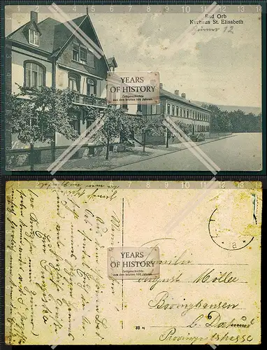 AK Bad Orb Kurhaus St. Elisabeth Hotel Pension gelaufen 1916