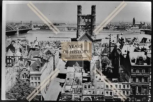 Foto Köln 1944-46 Luftbild Kirche Rhein Brücke Schiff