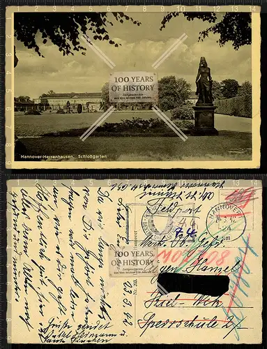 Orig. AK Hannover-Herrenhausen Schlossgarten Feldpost gel. 1942